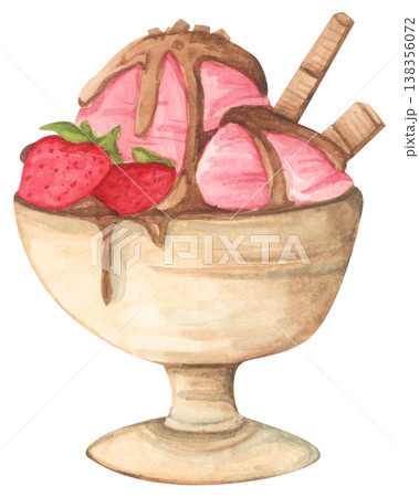 Strawberry Ice Cream Sundae in a Bowl 138356072