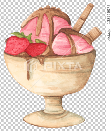 Strawberry Ice Cream Sundae in a Bowl 138356072