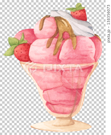 Strawberry Ice Cream Sundae in a Bowl 138356073