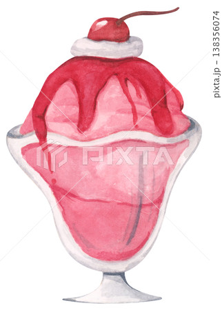 Strawberry Ice Cream Sundae in a Bowl 138356074