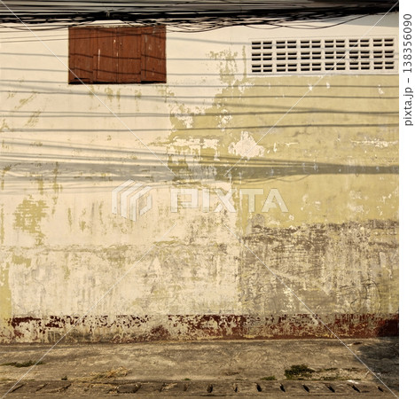 Weathered wall showing signs of wear and tear, 138356090