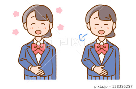 お腹に手を当てる女子高校生｜生理・便秘・体調回復 138356257