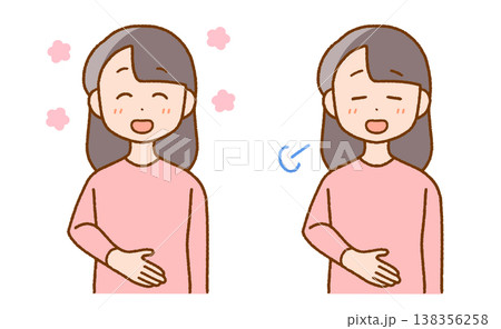 お腹の不調が改善する女性｜腹痛・生理・便秘・ヘルスケア 138356258