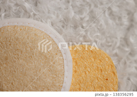 Highresolution Closeup Emphasizing Porous Surface And Fiber Details On Skincare Exfoliation Pads 138356295