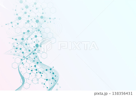 Molecular structure and genetic engineering, atom, neural network, neurons, DNA molecule. Scientific research concept for healthcare, medical, technology, chemistry, science template presentation 138356431