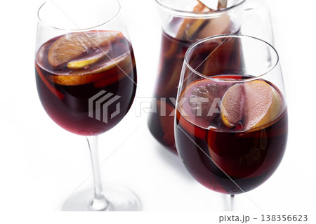 Sangria cocktail with fresh fruit Sangria cocktail with fresh fruit 138356623