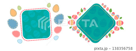 Turquoise Happy Easter day speech bubble with color eggs. Holy Easter day banner, poster, social media post layout, quiz backdrop, square banner design template set. abstract blue shape with eggs Turquoise Happy Easter day speech bubble with color eggs. Holy Easter day banner, poster, social media post layout, quiz backdrop, square banner design template set. abstract blue shape with eggs 138356758