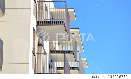 Apartments in residential complex. Housing structure at modern house.  Architecture for property investment. and architecture details. Urban abstract - windows of apartment building. 138356772