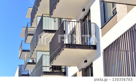 Apartments in residential complex. Housing structure at modern house.  Architecture for property investment. and architecture details. Urban abstract - windows of apartment building. 138356783
