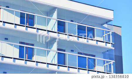 Apartments in residential complex. Housing structure at modern house.  Architecture for property investment. and architecture details. Urban abstract - windows of apartment building. 138356810