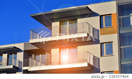 Apartments in residential complex. Housing structure at modern house. Architecture for property investment. and architecture details. Urban abstract - windows of apartment building. Apartments in residential complex. Housing structure at modern house. Architecture for property investment. and architecture details. Urban abstract - windows of apartment building. 138357404