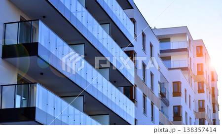 Apartments in residential complex. Housing structure at modern house. Architecture for property investment. and architecture details. Urban abstract - windows of apartment building. Apartments in residential complex. Housing structure at modern house. Architecture for property investment. and architecture details. Urban abstract - windows of apartment building. 138357414
