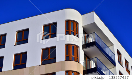 Apartments in residential complex. Housing structure at modern house.  Architecture for property investment. and architecture details. Urban abstract - windows of apartment building. 138357437