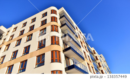 Apartments in residential complex. Housing structure at modern house. Architecture for property investment. and architecture details. Urban abstract - windows of apartment building. Apartments in residential complex. Housing structure at modern house. Architecture for property investment. and architecture details. Urban abstract - windows of apartment building. 138357449