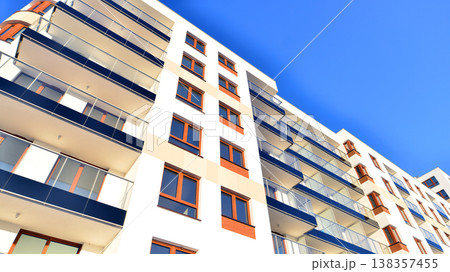 Apartments in residential complex. Housing structure at modern house. Architecture for property investment. and architecture details. Urban abstract - windows of apartment building. Apartments in residential complex. Housing structure at modern house. Architecture for property investment. and architecture details. Urban abstract - windows of apartment building. 138357455
