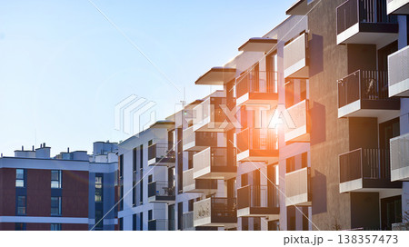 Apartments in residential complex. Housing structure at modern house. Architecture for property investment. and architecture details. Urban abstract - windows of apartment building. Apartments in residential complex. Housing structure at modern house. Architecture for property investment. and architecture details. Urban abstract - windows of apartment building. 138357473