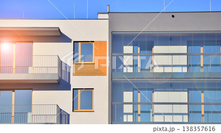 Apartments in residential complex. Housing structure at modern house. Architecture for property investment. and architecture details. Urban abstract - windows of apartment building. Apartments in residential complex. Housing structure at modern house. Architecture for property investment. and architecture details. Urban abstract - windows of apartment building. 138357616