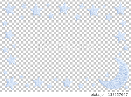 【粉彩流行明星與月亮橫框】手工刺繡插畫素材 138357647