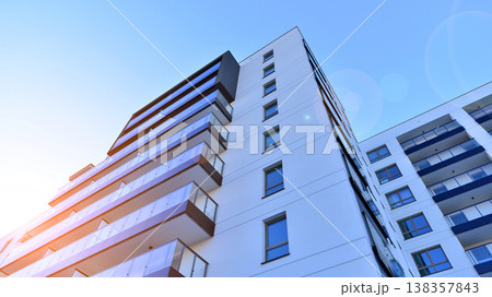 Apartments in residential complex. Housing structure at modern house.  Architecture for property investment. and architecture details. Urban abstract - windows of apartment building. 138357843