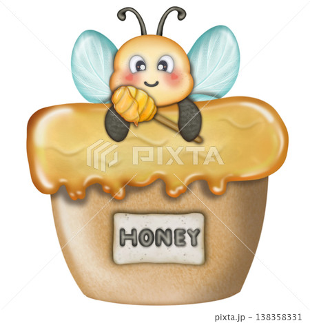Bee cartoon character with emotions, face, arms, legs. Cartoon style. Hand drawn fashion illustration. World bee day. Bee cartoon character with emotions, face, arms, legs. Cartoon style. Hand drawn fashion illustration. World bee day. 138358331