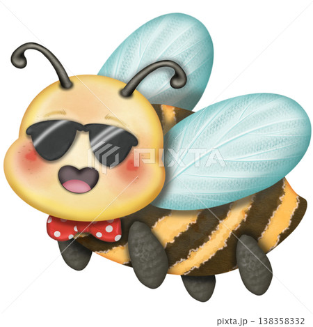 Bee cartoon character with emotions, face, arms, legs. Cartoon style. Hand drawn fashion illustration. World bee day. Bee cartoon character with emotions, face, arms, legs. Cartoon style. Hand drawn fashion illustration. World bee day. 138358332