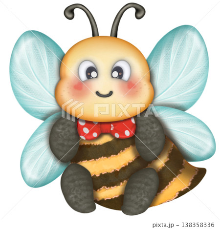 Bee cartoon character with emotions, face, arms, legs. Cartoon style. Hand drawn fashion illustration. World bee day. 138358336