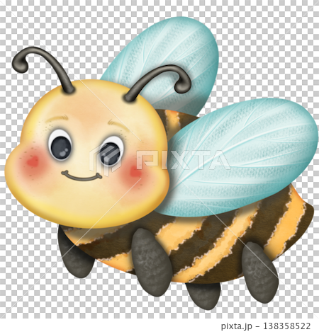 Bee cartoon character with emotions, face, arms, legs. Cartoon style. Hand drawn fashion illustration. World bee day. Bee cartoon character with emotions, face, arms, legs. Cartoon style. Hand drawn fashion illustration. World bee day. 138358522