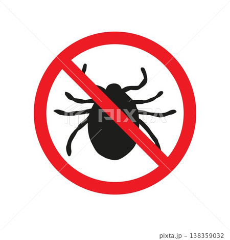Vector hand drawn mite crossed in red circle 138359032