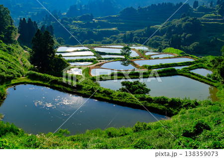 水の張った棚田 水の張った棚田 138359073