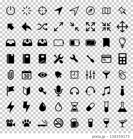 Simple UI Icon Set - 64 Icons / General Purpose / Monochrome (Arrows, Apps) Simple UI Icon Set - 64 Icons / General Purpose / Monochrome (Arrows, Apps) 138359173