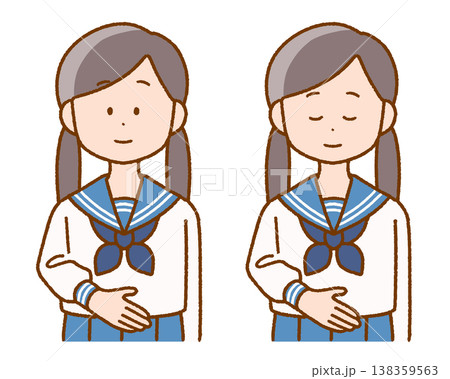 お腹に手を当てる女子中学生|生理・健康・保健 お腹に手を当てる女子中学生|生理・健康・保健 138359563