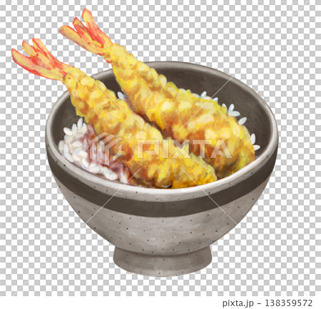 Illustration of shrimp tempura rice bowl 138359572