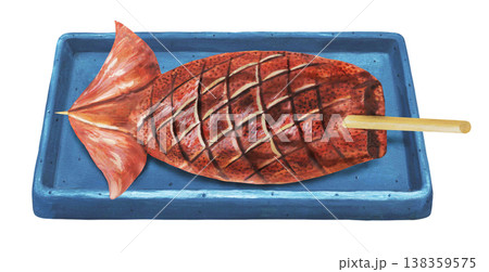 焼きイカと皿のイラスト 焼きイカと皿のイラスト 138359575