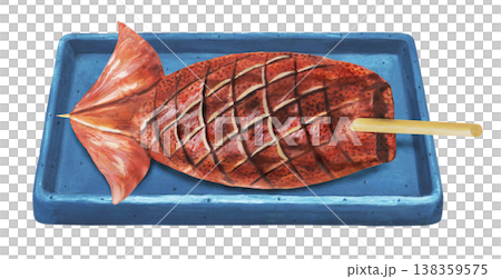 焼きイカと皿のイラスト 焼きイカと皿のイラスト 138359575