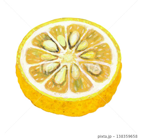 半分に切ったユズのイラスト 138359658
