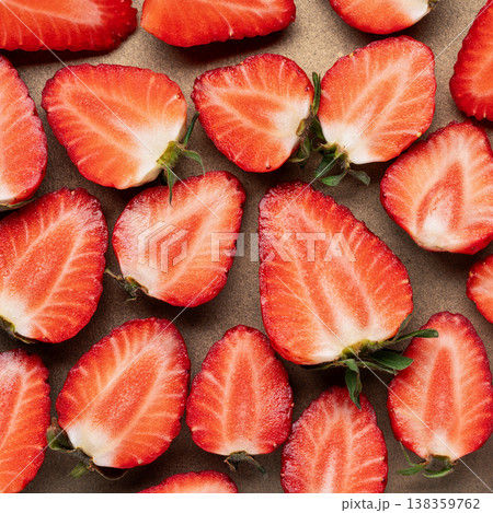 fresh strawberries slices pattern square food 138359762