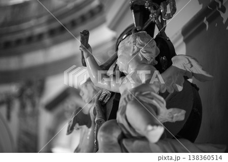 Interior religious details in the Karlskirche baroque church in Karlsplatz square in Vienna, Austria on 3 May 2023 138360514