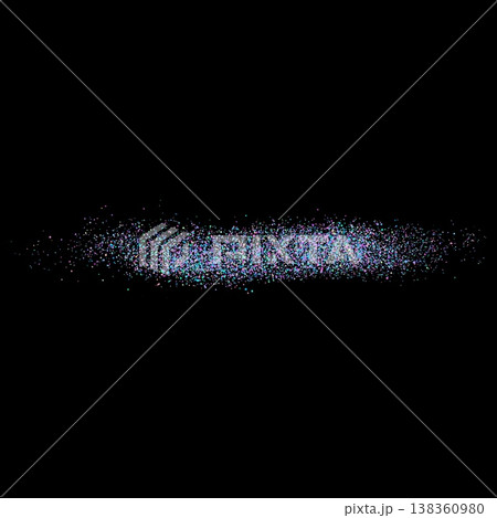 Colorful dotted paint spray stroke, dust powder or particles line scattered, vector realistic grainy smear sand splash 138360980