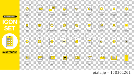 編集可能な線画アイコンセット - スマートフォン 138361261