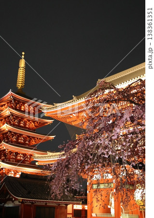 満開の桜と浅草寺の五重塔 東京の観光地 満開の桜と浅草寺の五重塔 東京の観光地 138361351