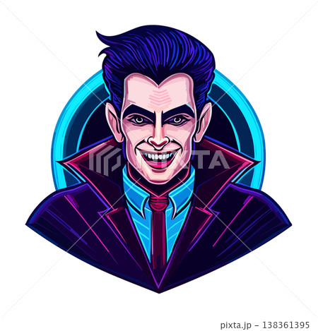 ネオンドラキュラホラーハロウィン背景素材 138361395