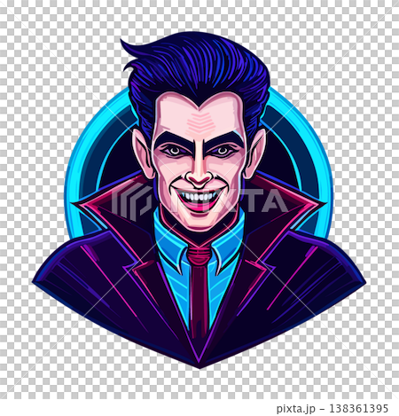 ネオンドラキュラホラーハロウィン背景素材 138361395