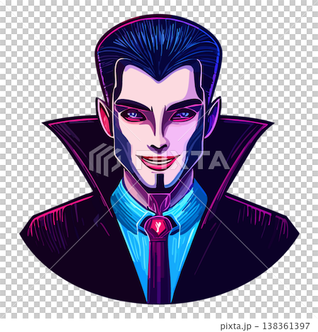 ネオンドラキュラホラーハロウィン背景素材 138361397