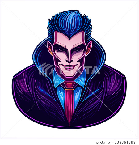 ネオンドラキュラホラーハロウィン背景素材 138361398