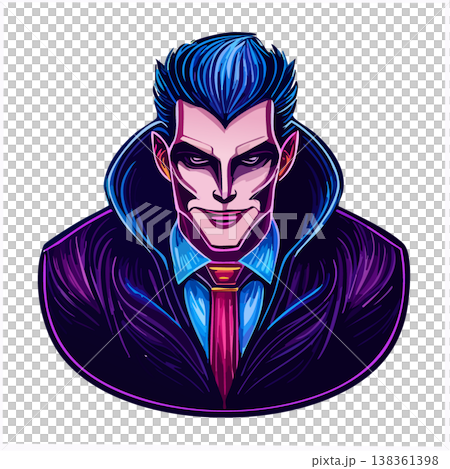 ネオンドラキュラホラーハロウィン背景素材 138361398