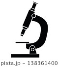 Black microscope silhouette on white science laboratory 138361400