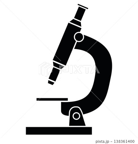 Black microscope silhouette on white science laboratory Black microscope silhouette on white science laboratory 138361400