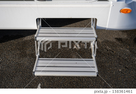 Foldable metal step ladder for camper van entrance portable stairs for RV access outdoor travel equipment Foldable metal step ladder for camper van entrance portable stairs for RV access outdoor travel equipment 138361461