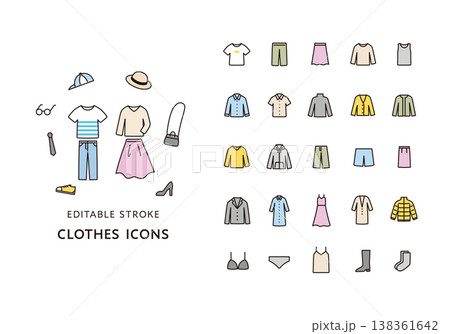 いろんな洋服のアイコンセット 138361642
