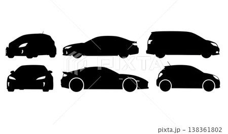 Black Solid Modern Hybrid Cars and Fuel-Efficient Vehicles Silhouettes Set of Six on White Background Black Solid Modern Hybrid Cars and Fuel-Efficient Vehicles Silhouettes Set of Six on White Background 138361802